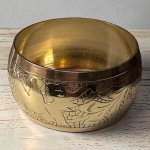 Vintage etched Elephants And Palms brass bangle bracelet